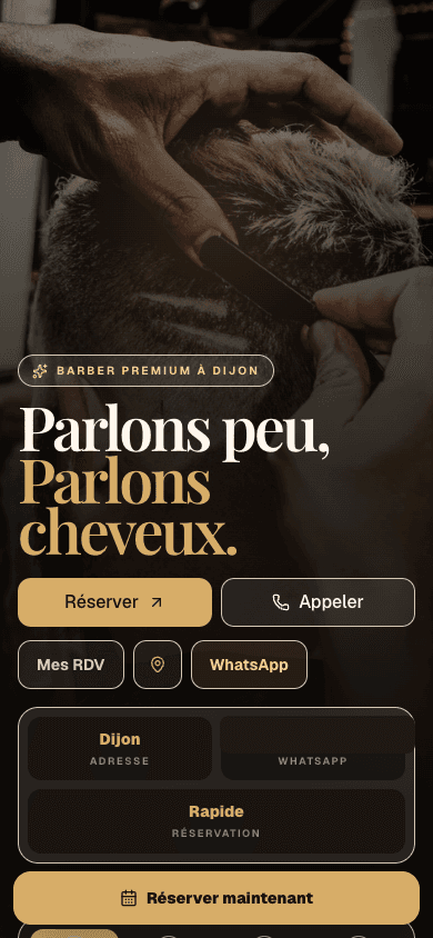 Accueil OH Barber sur mobile