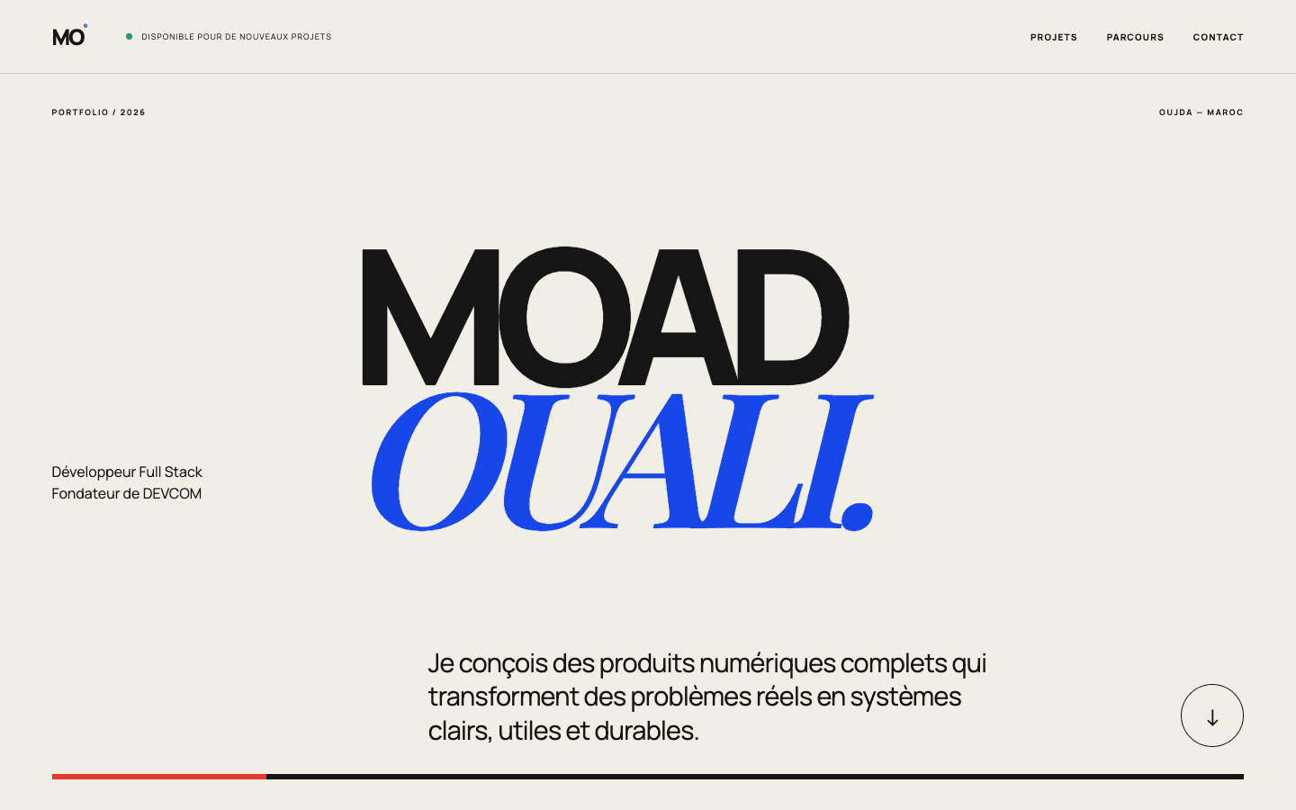Capture réelle du projet Portfolio Moad Ouali