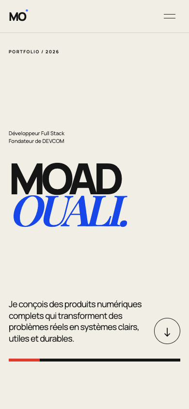 Portfolio de Moad Ouali sur mobile