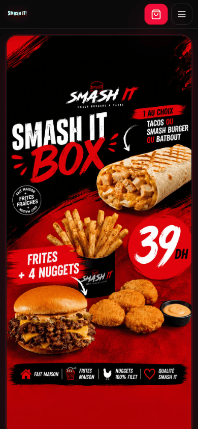 Page d’accueil Smash It sur mobile
